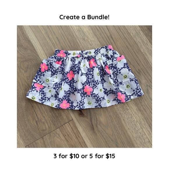 Carters Girls Pink and Purple Floral Skirt With Shorts and Pockets Size 12M - Picture 1 of 9